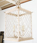 Square Crystal Cage Style Silvered Iron Pendant Chandelier