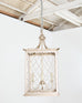 Square Crystal Cage Style Silvered Iron Pendant Chandelier