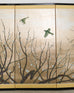 Japanese Showa Four Panel Screen Prunus with Songbirds