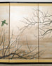 Japanese Showa Four Panel Screen Prunus with Songbirds