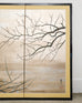 Japanese Showa Four Panel Screen Prunus with Songbirds