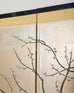 Japanese Showa Four Panel Screen Prunus with Songbirds