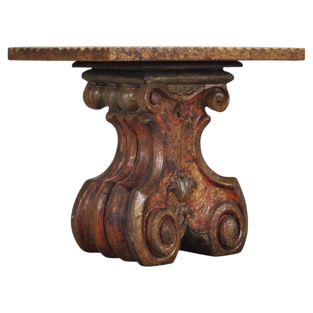 Italian Baroque Carved Gilt Fragment Pedestal Drink Table