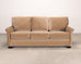 Three Seat Rolled-Arm Sofa and Ottoman in Camel Velvet US Made