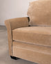 Three Seat Rolled-Arm Sofa and Ottoman in Camel Velvet US Made