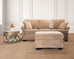 Three Seat Rolled-Arm Sofa and Ottoman in Camel Velvet US Made