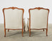 Pair of Country French Provincial Walnut Carved Armchairs
