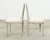 Set of Six Louis XVI Style Square Back Painted Dining Chairs