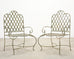 Set of Four Rose Tarlow Style Iron Lattice Garden Chairs