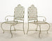 Set of Four Rose Tarlow Style Iron Lattice Garden Chairs