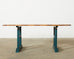 Industrial Style Fruitwood Dining Table with Faux Iron Legs