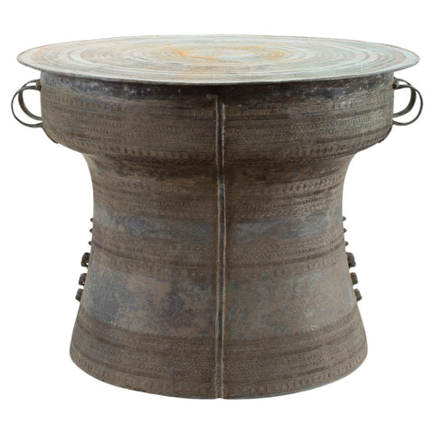 Southeast Asian Bronze Elephant Rain Drum Drinks Table 2 Ft