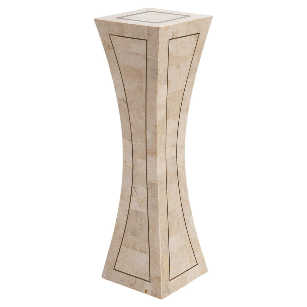 Tessellated Stone Brass Pedestal Stand Maitland Smith Style