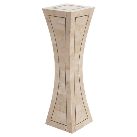 Tessellated Stone Brass Pedestal Stand Maitland Smith Style