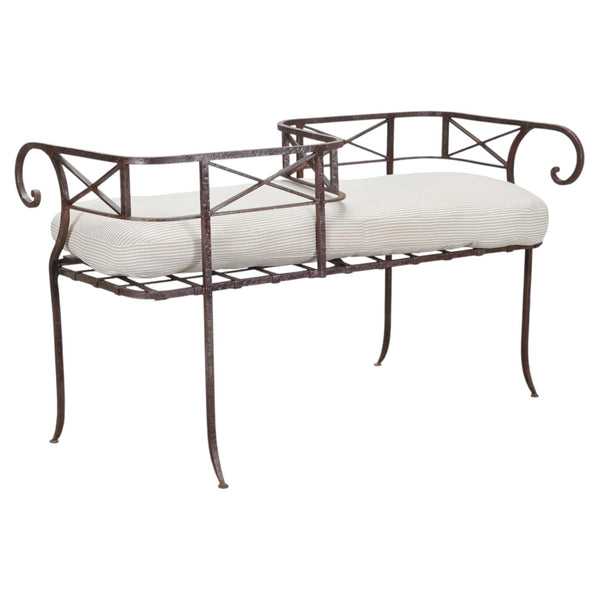 20th C. French Neoclassical Iron Tête-À-Tête Garden Bench