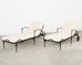 Pair Tetes de Lionnes Bronze Iron Chaise Longues After Giacometti