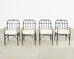 Set Four Bronze Lions Head Garden Chairs After Giacometti