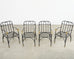 Set Four Bronze Lions Head Garden Chairs After Giacometti
