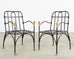 Set Four Bronze Lions Head Garden Chairs After Giacometti