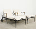 Pair Tetes de Lionnes Bronze Iron Chaise Longues After Giacometti