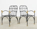 Set Four Bronze Lions Head Garden Chairs After Giacometti