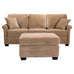 Three Seat Rolled-Arm Sofa and Ottoman in Camel Velvet US Made