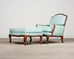 Louis XV Style Bergère Lounge Chair in Tiffany Blue + Ottoman