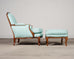 Louis XV Style Bergère Lounge Chair in Tiffany Blue + Ottoman