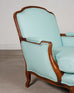 Louis XV Style Bergère Lounge Chair in Tiffany Blue + Ottoman