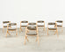 Set of Eight Tom Dixon Oak Leather Slab Dining Chairs