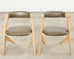 Set of Eight Tom Dixon Oak Leather Slab Dining Chairs