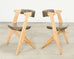 Set of Eight Tom Dixon Oak Leather Slab Dining Chairs