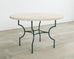 Neoclassical Style Travertine Iron Garden Dining Table