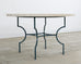 Neoclassical Style Travertine Iron Garden Dining Table