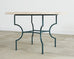 Neoclassical Style Travertine Iron Garden Dining Table