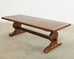 Country French Provincial Walnut Farmhouse Trestle Dining Table