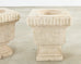 Set of Three Neoclassical Style Carved Stone Urn Planters