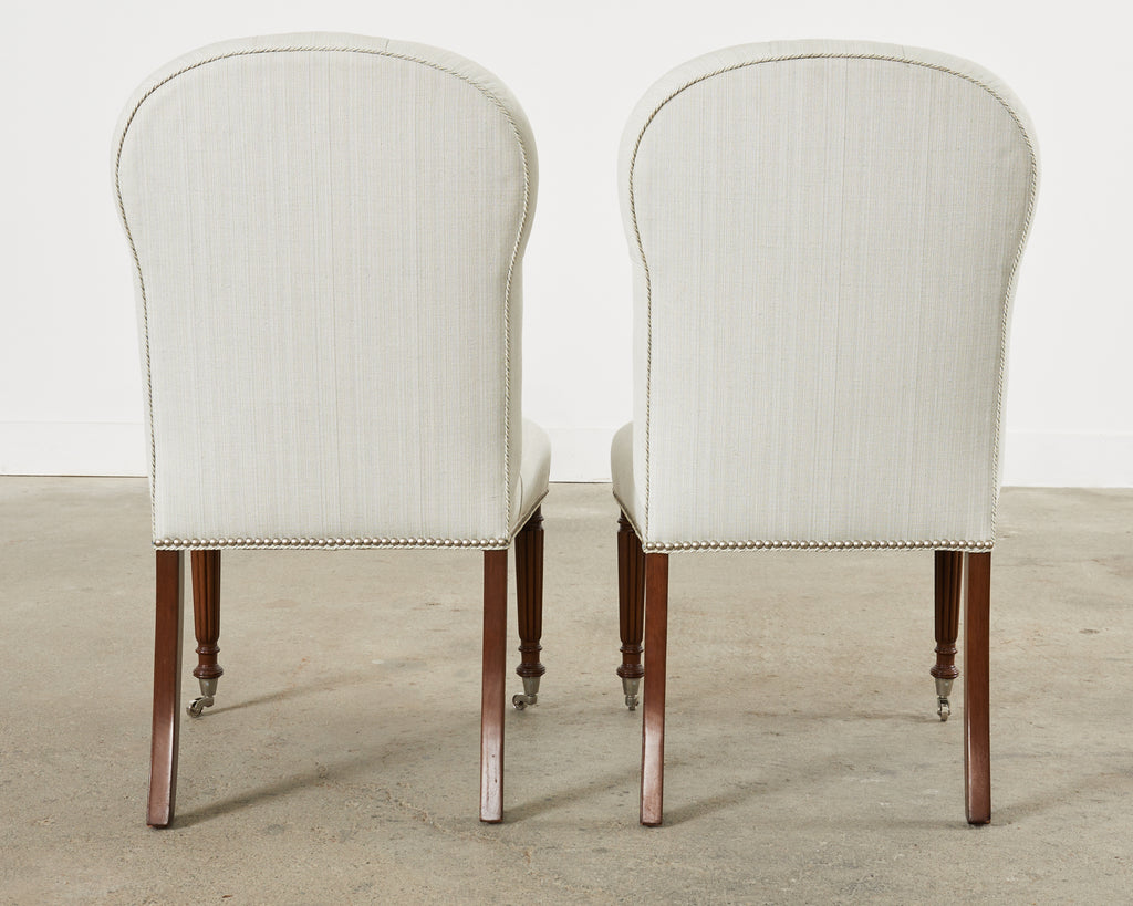 Set of Eight French Louis XVI Style Walnut Dining Chairs - Erin Lane Estate