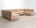 Bespoke Tufted Velvet 4-Piece Banquette Sectional Sofa 12 Ft