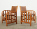 Set of Four Ralph Lauren Shelter Sky Ash Leather Sling Dining Chairs
