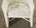 Set of Six Painted Wicker Rattan Garden Dining Armchairs