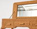French Midcentury Organic Modern Wicker Flip-Top Vanity Desk