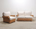 Organic Modern Woven Rattan Wicker Lounge Chair and Settee