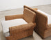 Organic Modern Woven Rattan Wicker Lounge Chair and Settee
