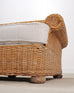 Organic Modern Woven Rattan Wicker Lounge Chair and Settee