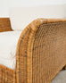 Pair of Hollywood Regency Wicker Lounge Chairs + Ottomans