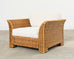 Pair of Hollywood Regency Wicker Lounge Chairs + Ottomans