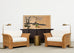 Pair of Hollywood Regency Wicker Lounge Chairs + Ottomans