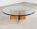 Italian Organic Modern Rattan Wicker Glass Top Cocktail Table