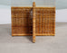 Italian Organic Modern Rattan Wicker Glass Top Cocktail Table